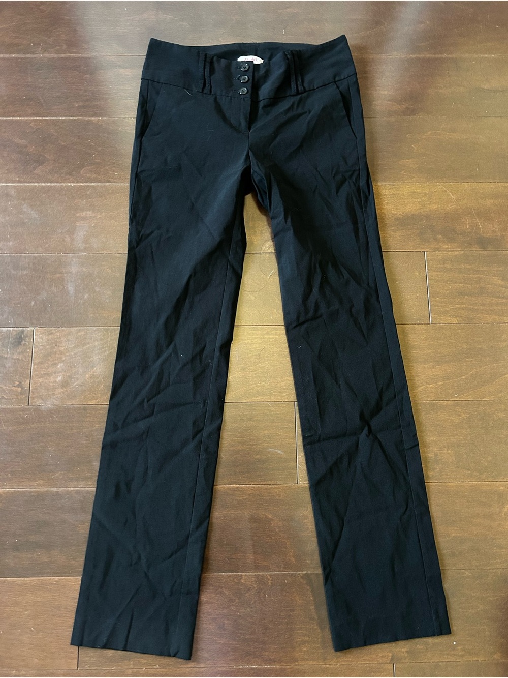 Candie's Black Straight-Leg Women's Trousers with Triple-Button Waist